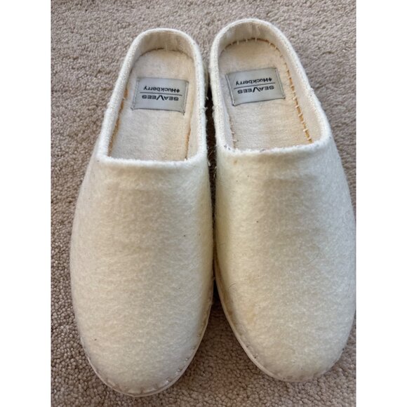 SeaVees Shoes - SeaVees + Huckberry Womens Wool Slippers Size 7 White Cozy Indoor Footwear